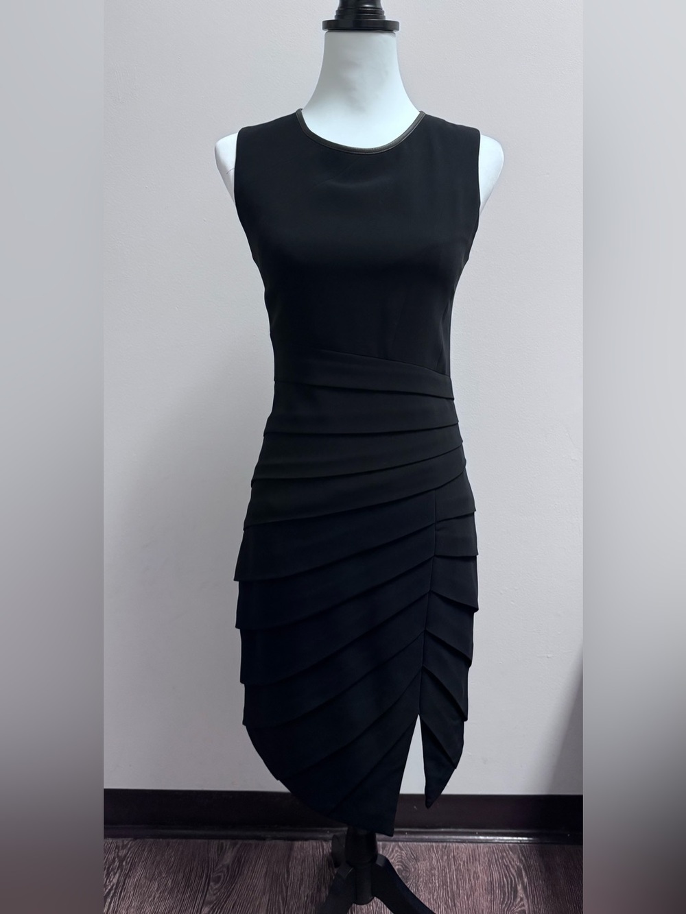 Rag & Bone Black Asymmetrical Tiered Layered Bodycon Dress Sz 0